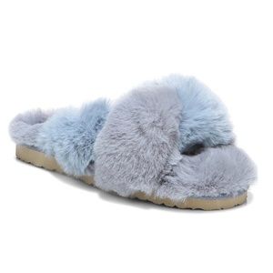 Sam Edelman Blue Grey Jaley Faux Fur Slipper Size 11